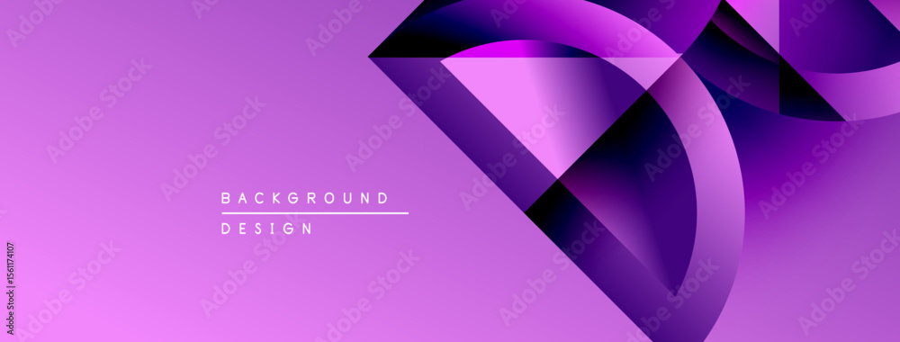 Poster Abstract purple design. Gradient shapes create dynamic visual effect. Modern background suitable for presentations, branding.