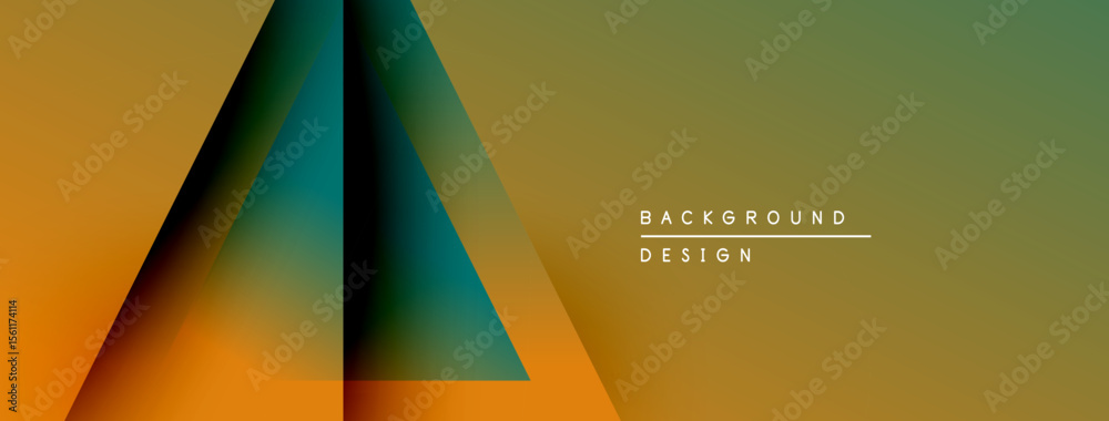 Poster Abstract geometric design. Gradient triangles form dynamic composition. Warm tones dominate, creating modern visual effect. Text reads background design.