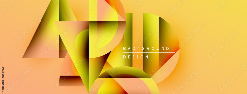 Poster Abstract geometric design. Warm colors dominate, creating dynamic visual effect. Modern style, suitable for backgrounds.