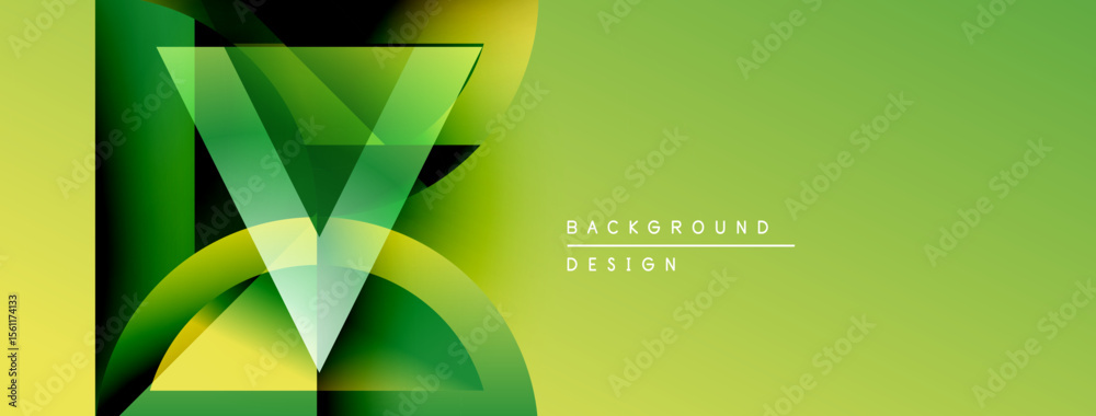 Poster Abstract geometric design. Green, yellow gradients create dynamic visual impact. Modern background suitable for presentations, branding.
