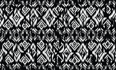 Hand draw Ikat floral paisley embroidery.Ikat ethnic oriental pattern traditional.great for background ,curtain, carpet, wallpaper, clothing, wrapping,batik,clothing or decorations.Vector illustration