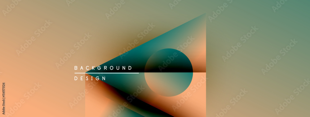 Poster Abstract gradient design. Fluid shapes blend orange, teal, gray. Minimalist composition with text elements. Modern aesthetic.