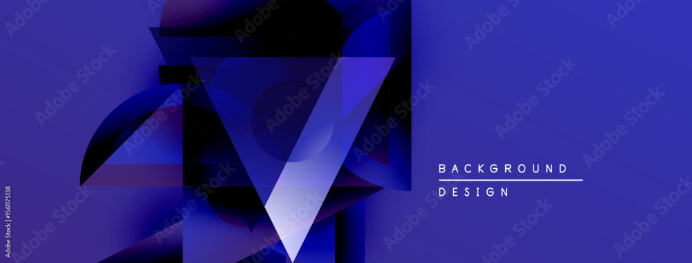 Poster Abstract blue design features layered geometric shapes. Gradient colors create depth, modern aesthetic. Text reads background design.