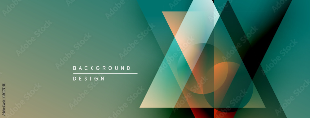Leinwandbilder Abstract geometric shapes overlap, creating dynamic visual effect. Gradient colors blend smoothly, forming modern background design.