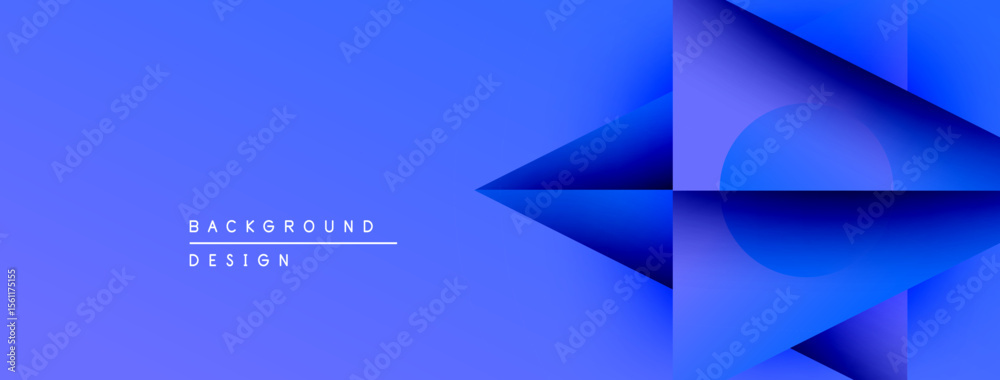 Leinwandbilder Abstract blue gradient design. Geometric shapes overlap creating modern visual effect. Text reads background design. Simple, clean aesthetic.