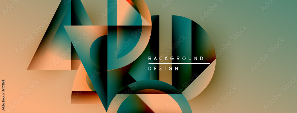 Leinwandbilder Abstract geometric shapes overlap, creating colorful fluid design. Text reads background design centered within composition.