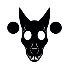 dog skull overlaid with moon phases