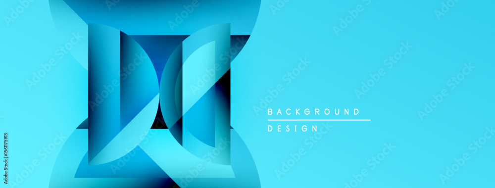 Aufkleber Abstract blue design features layered shapes, creating dynamic visual effect. Gradient colors add depth, modern aesthetic.