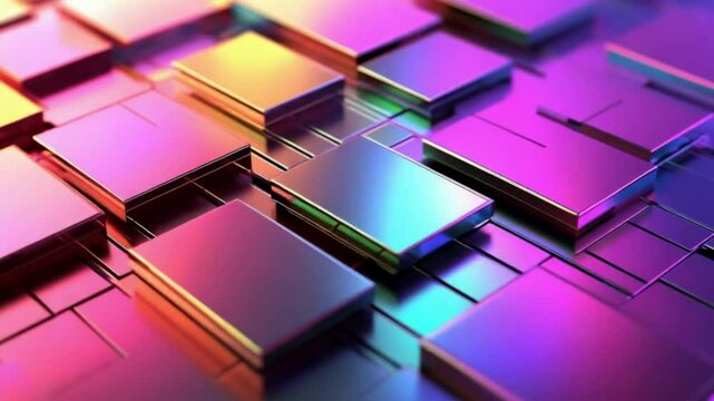 Abstract iridescent square blocks