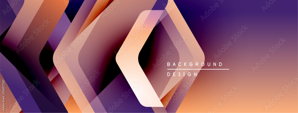 Leinwandbilder Abstract geometric pattern. Overlapping layers create dynamic visual effect. Warm, cool colors blend smoothly. Modern design element.