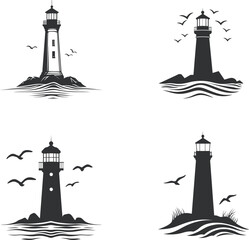 lighthouse silhouette vector illustration