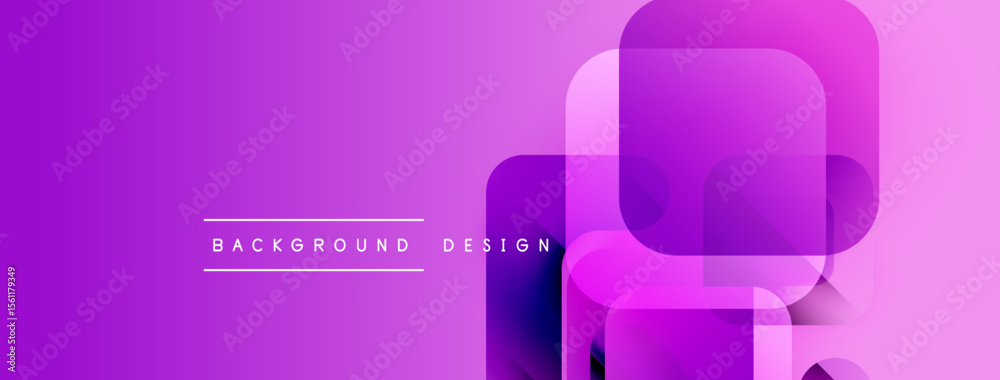 Aufkleber Abstract purple gradient background. Overlapping squares create dynamic visual effect. Text reads background design. Modern, vibrant composition.