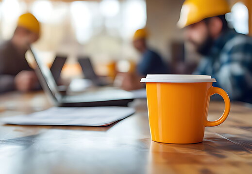 A group of construction workers holding coffee - Powered by Adobe