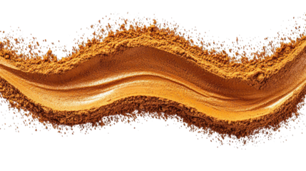 Wavy, copper-colored powdered strip on black