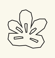 Fototapeta premium Simple Black Line Art Flower Icon in Cutout Style