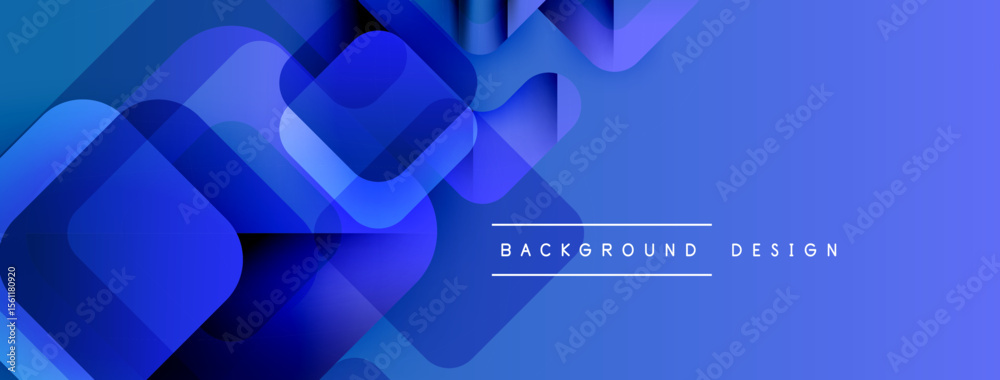 Poster Abstract blue shapes overlap creating dynamic visual effect. Modern design suitable for backgrounds, presentations. Clean, simple aesthetic.