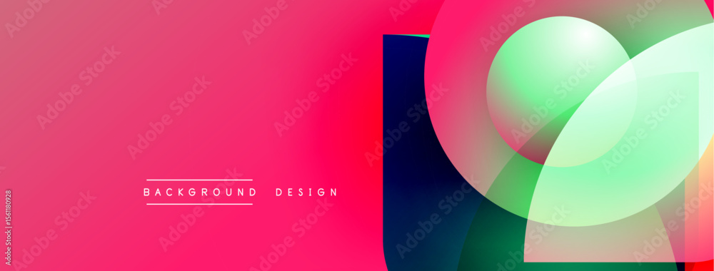 Poster Abstract gradient background. Pink, blue, green hues blend. Overlapping circles create dynamic visual effect. Modern design element.