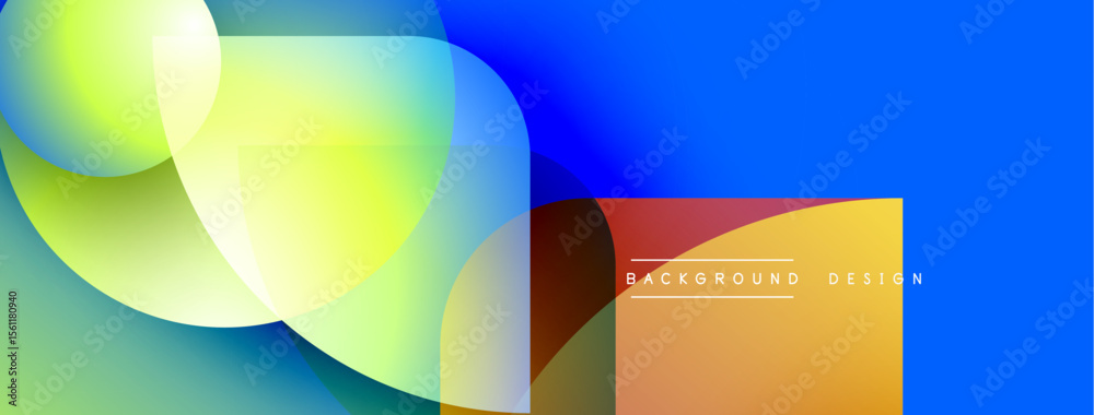 Poster Abstract colorful shapes overlap. Bright gradients create dynamic visual effect. Modern design suitable for banners, backgrounds.