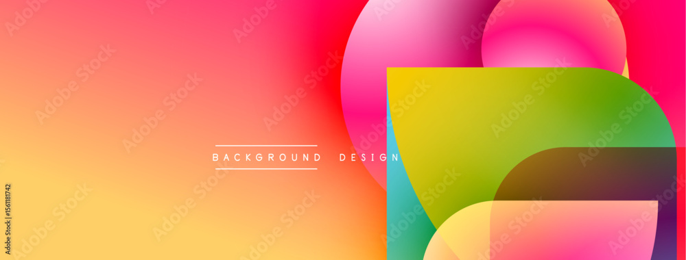 Poster Abstract colorful gradient background. Overlapping shapes create dynamic visual effect. Modern design elements present smooth transitions.