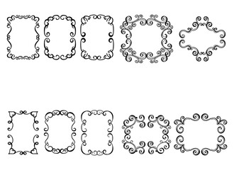 Vintage ornament frame. Decorative border frames, retro style divider. Elegant vintage frame and wedding ornaments Isolated icons vector set. Calligraphic filigree black ink borders collection