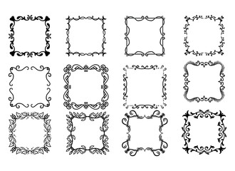 Vintage ornament frame. Decorative border frames, retro style divider. Elegant vintage frame and wedding ornaments Isolated icons vector set. Calligraphic filigree black ink borders collection