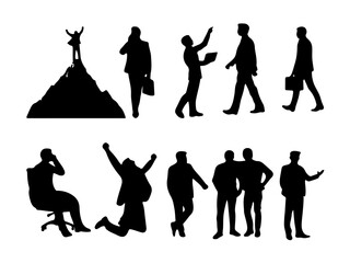 Silhouettes of Business People in Dynamic and Expressive Poses