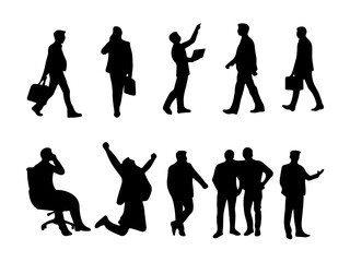 Obraz premium Silhouettes of Business People in Dynamic and Expressive Poses
