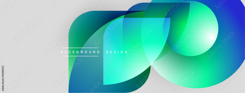 Aufkleber Abstract fluid shapes overlap, creating vibrant color gradients. Modern design elements suggest dynamic movement, smooth transitions.