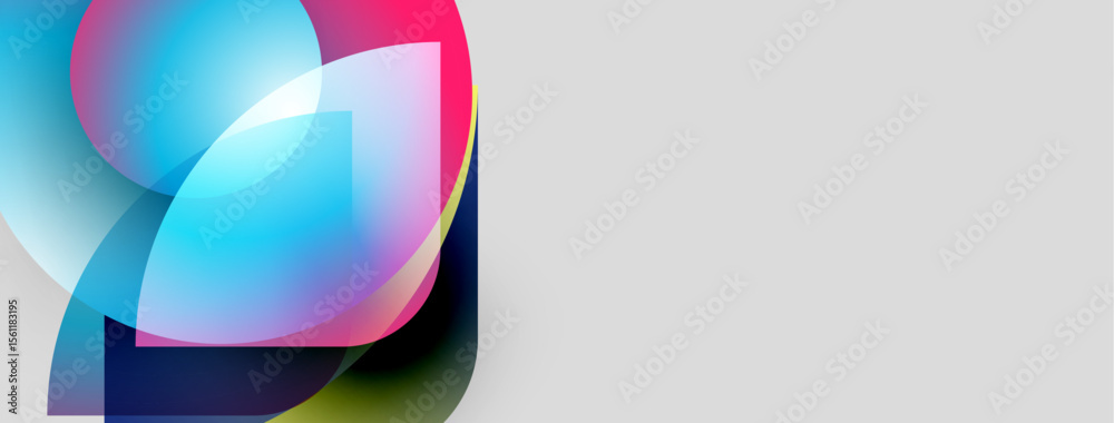 Aufkleber abstract shapes overlap, creating vibrant color blends. soft gradients suggest movement, light inter