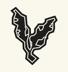 Simple Black Filled Leaf Icon in Cutout Style