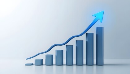 3d rendered business graph with rising up arrow