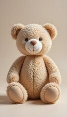 Fototapeta premium soft plush and fluffy toy teddy bear in beige background