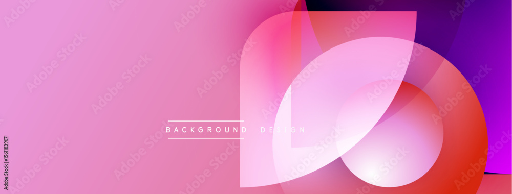 Poster Abstract pink purple gradient background. Overlapping circles create dynamic visual effect. Modern design element for banners, websites.