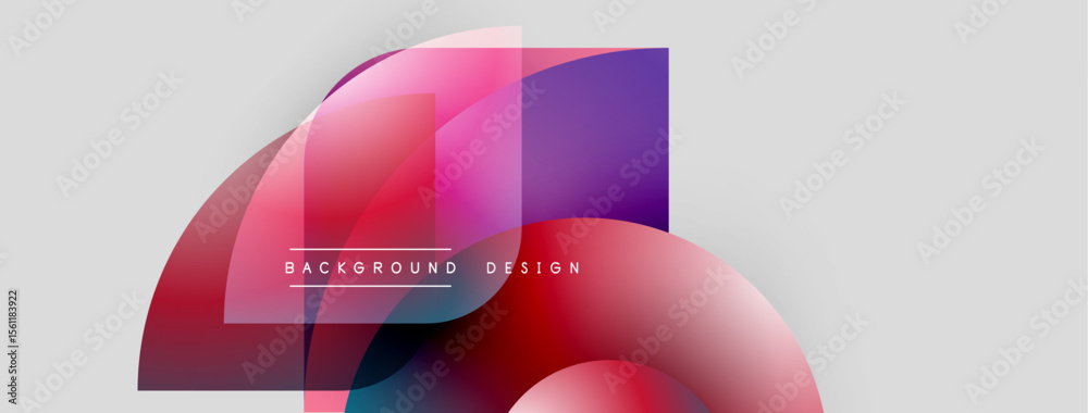 Poster Abstract shapes overlap, creating vibrant color gradients. Modern design elements suggest dynamic visual experience. Minimalist aesthetic.