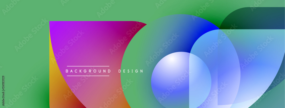 Leinwandbilder abstract colorful shapes overlap green backdrop. text reads background design. modern visual present