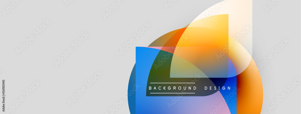 Aufkleber Abstract colorful layers overlap, creating dynamic visual effect. Text reads background design within blue square. Simple, modern aesthetic.