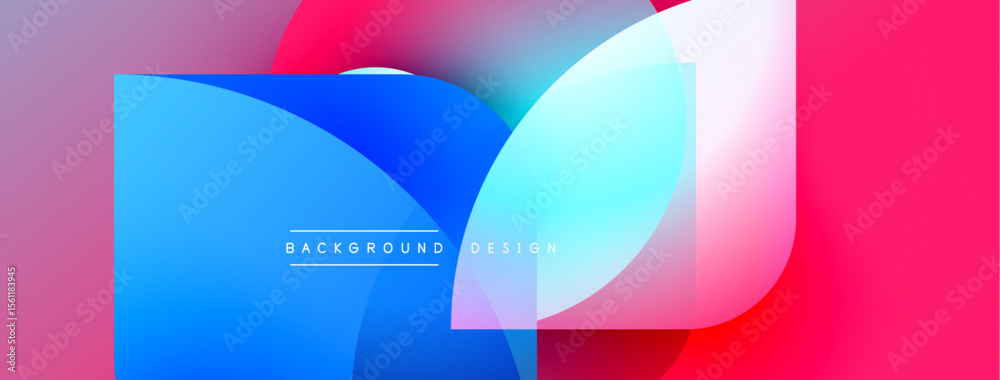 Poster abstract vibrant design. overlapping shapes create dynamic visual effect. blue, pink, purple hues do
