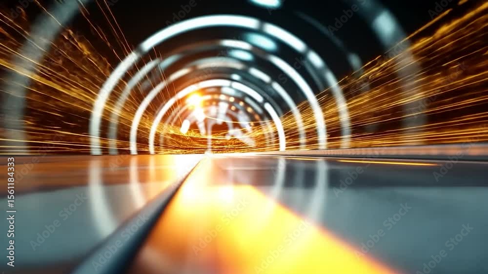 Wall mural abstract tunnel with dynamic streaks of light, evoking a sense of speed and futuristic design. the e