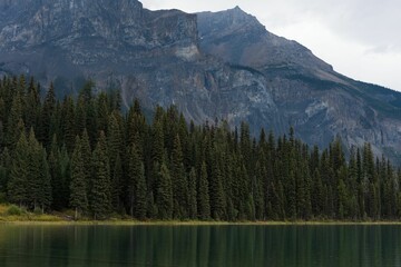 Mountain, lake and trees at countryside