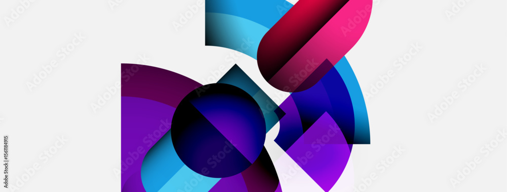 Poster Abstract shapes overlap, creating vibrant color gradients. Composition feels modern, dynamic, visually interesting. Smooth transitions dominate design.