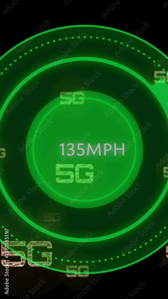 Poster animation of 5g over scope scanning with data processing on black background