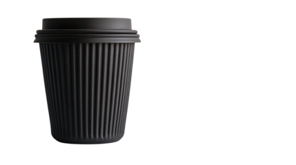 • A trendy reusable coffee cup with a collapsible design for portability, isolated on white background in HD 