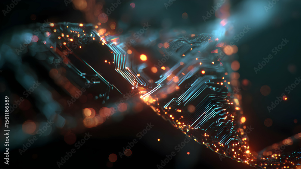 Fototapete abstract digital art glowing electronic circuit concept design for modern tech futuristic projects