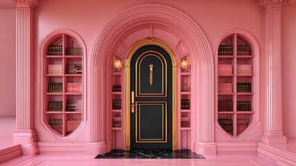 Obraz premium red door in the old building