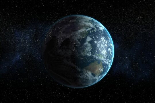 Fototapeta Satellite view of earth with Asia