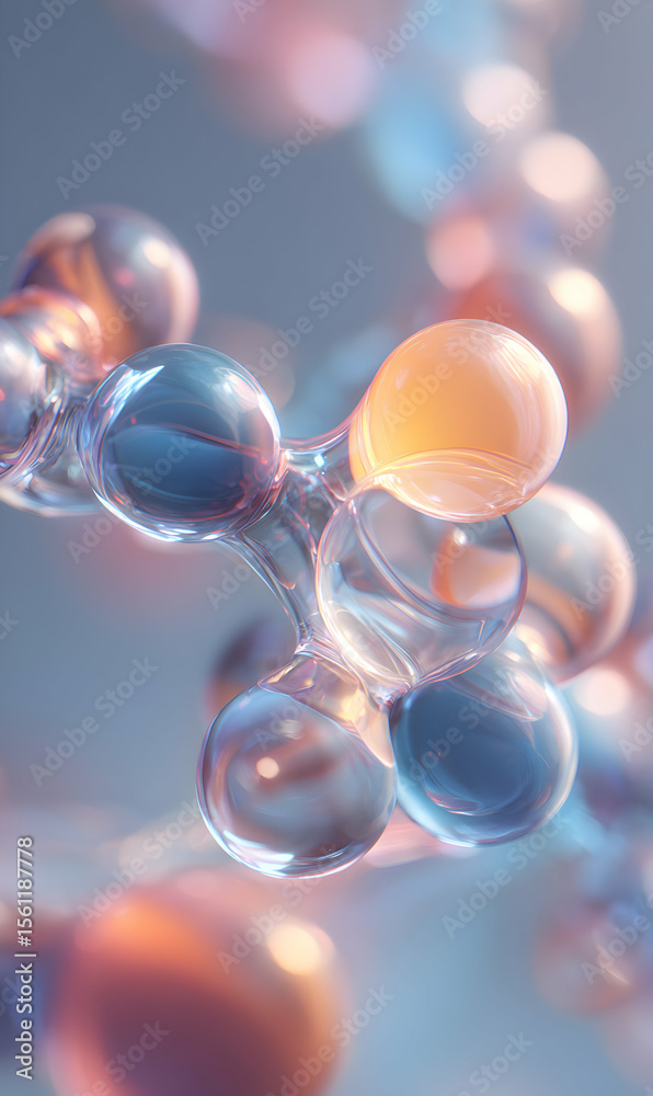 Poster abstract interconnected spheres visualization representing network connections and complex