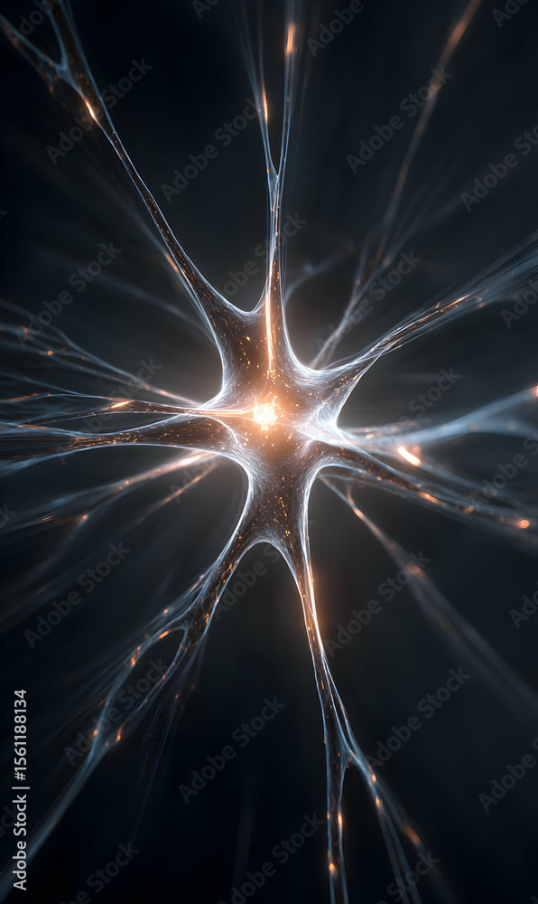 Poster intricate neural network visualization displaying interconnected pathways symbolizing intelligence
