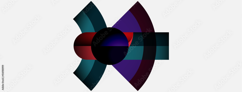 Aufkleber abstract design features curved shapes, dark hues, central black circle. colors blend, creating dyna
