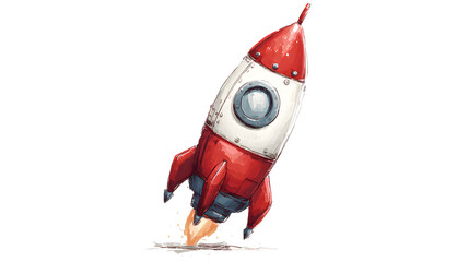 Red Rocket Launching into Space: A vibrant illustration of a rocket taking off, symbolizing adventure and exploration.