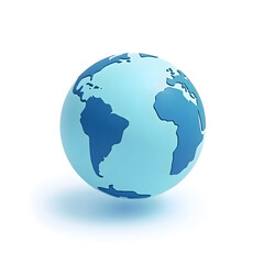 Fototapeta premium Blue 3D Earth Globe Illustration – Global Icon with Continent View